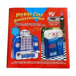 Vintage 80’ Pepsi-Cola Collectible Jukebox Bank & AM/FM Radio Collection. Works